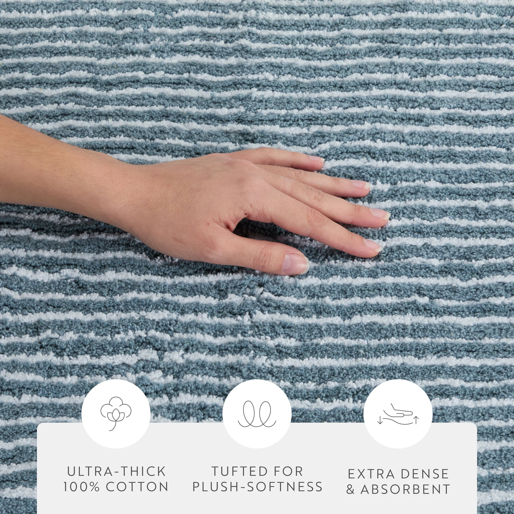 100% Cotton Pin Striped Patterned Bath Mat - Image 53