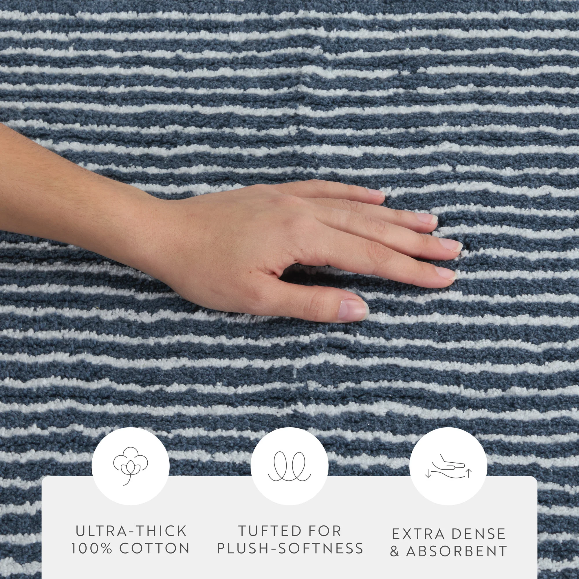 100% Cotton Pin Striped Patterned Bath Mat - Image 54