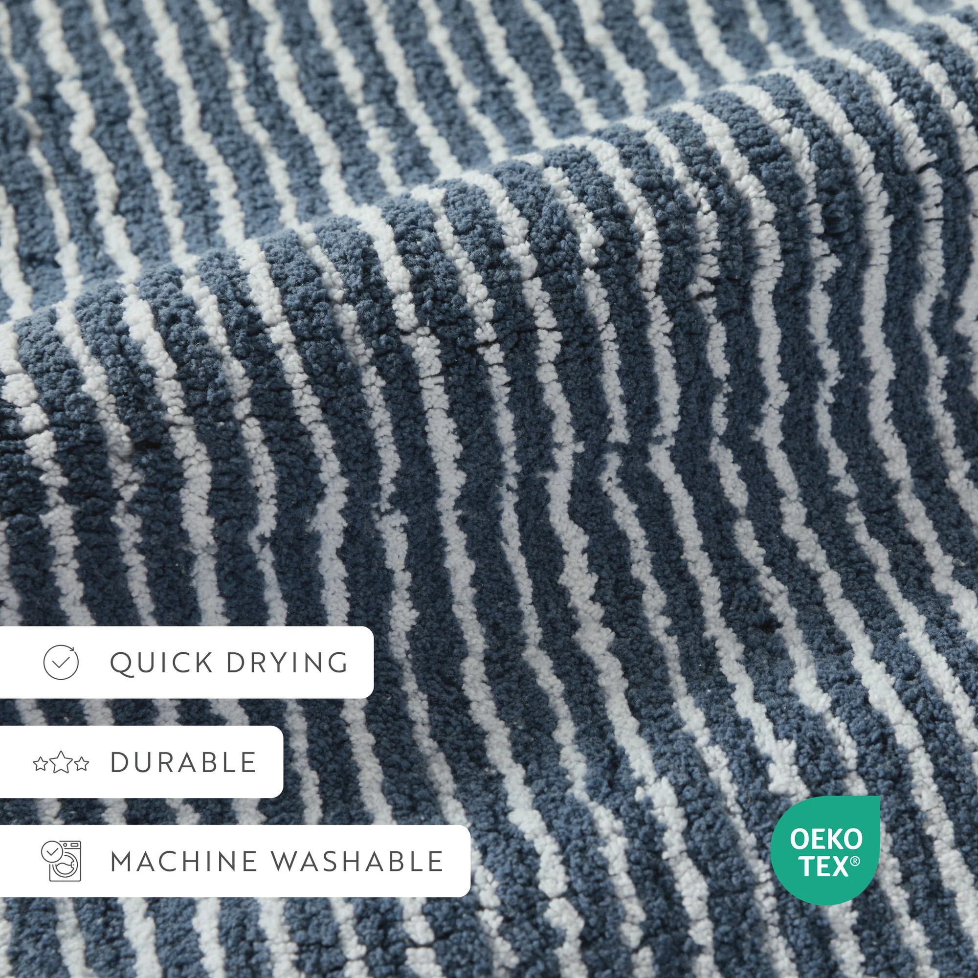100% Cotton Pin Striped Patterned Bath Mat - Image 60