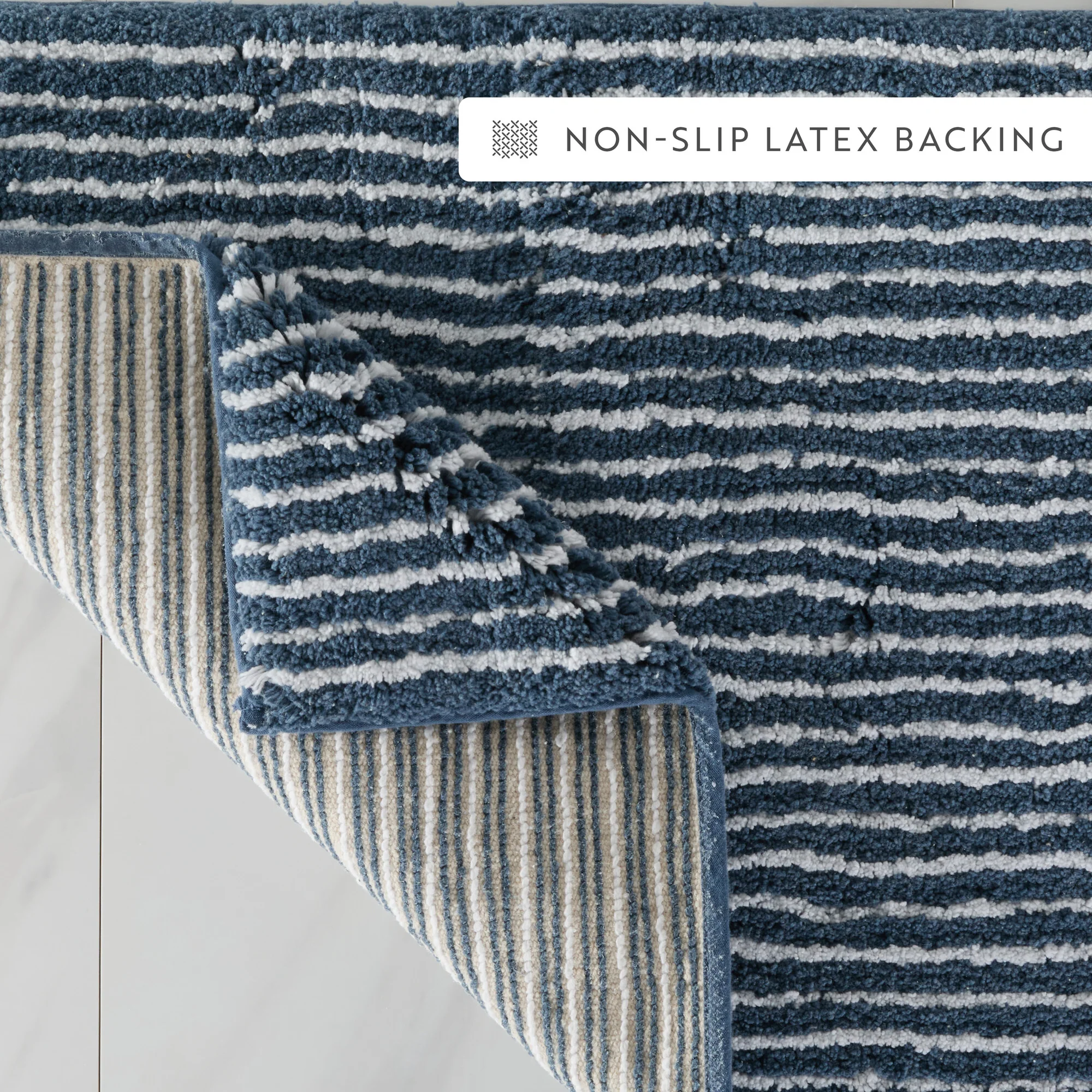 100% Cotton Pin Striped Patterned Bath Mat - Image 65