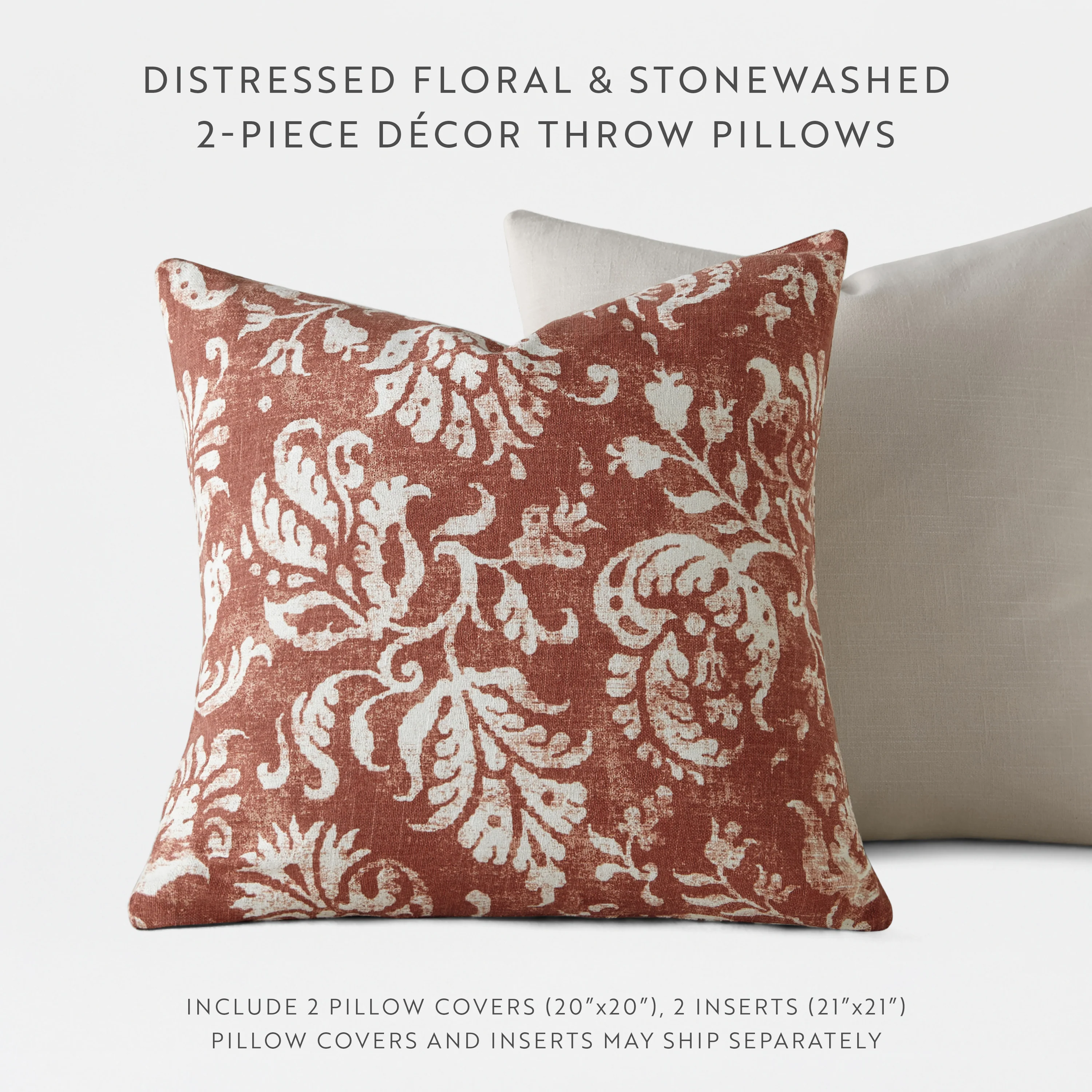2-Pack Distressed Floral Décor Throw Pillows - Image 15