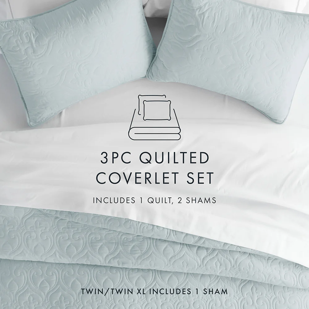 3-Piece Damask Quilted Coverlet Set - Image 25