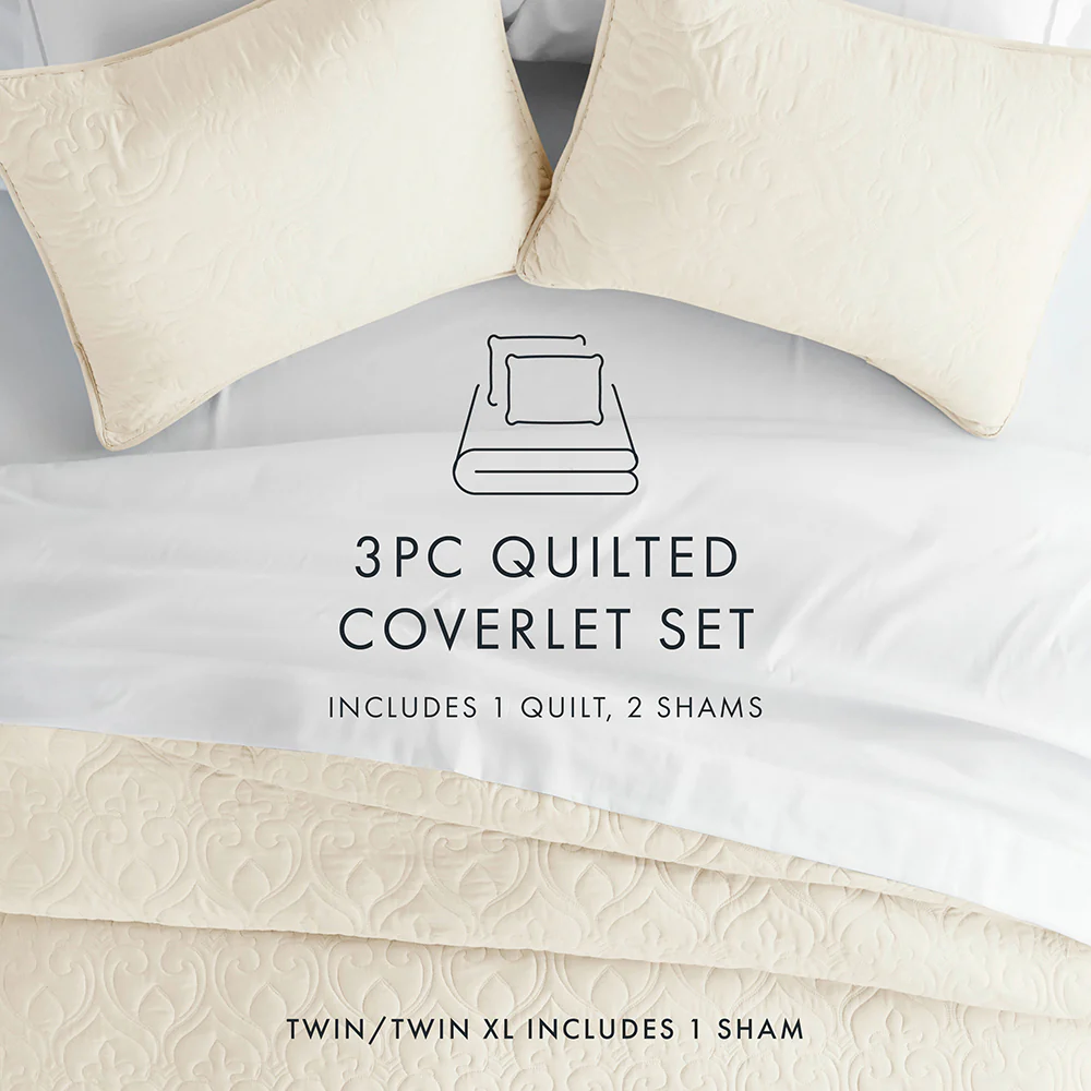 3-Piece Damask Quilted Coverlet Set - Image 28