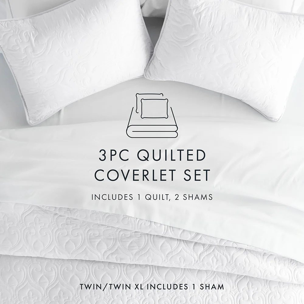 3-Piece Damask Quilted Coverlet Set - Image 29