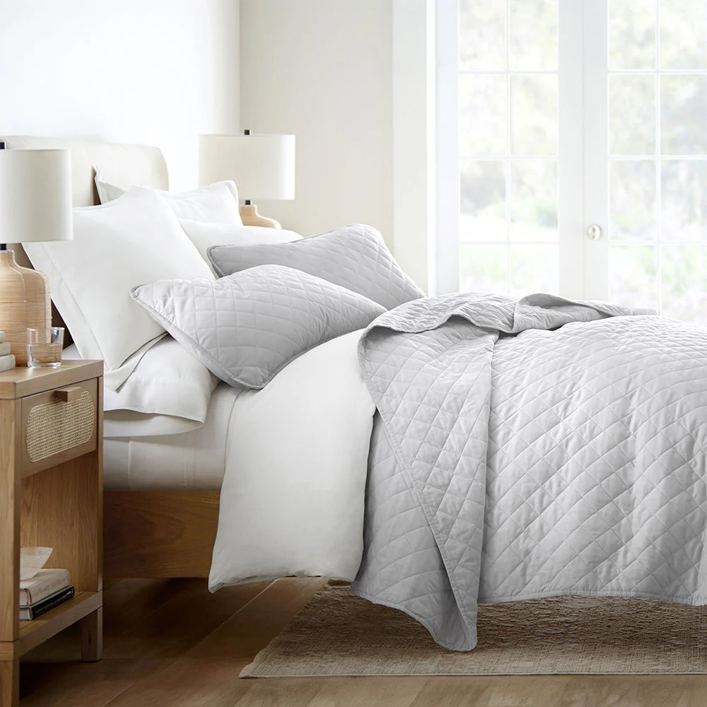 3-Piece Diamond Stitch Quilted Coverlet Set (Sale) - Image 4