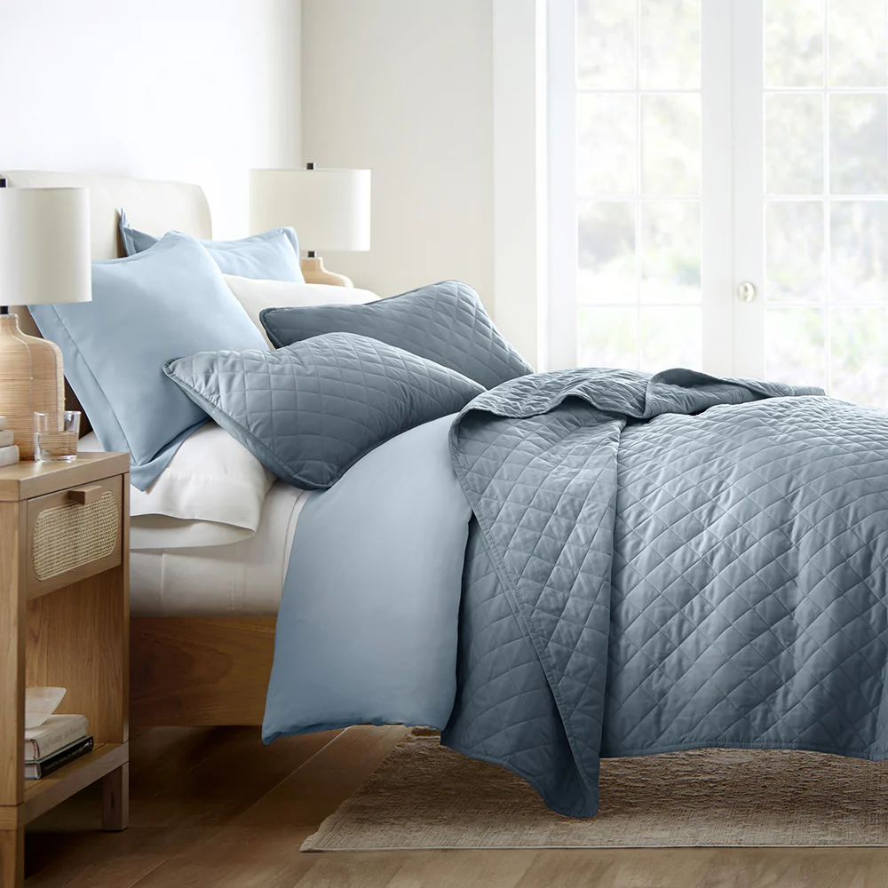 3-Piece Diamond Stitch Quilted Coverlet Set - Image 6
