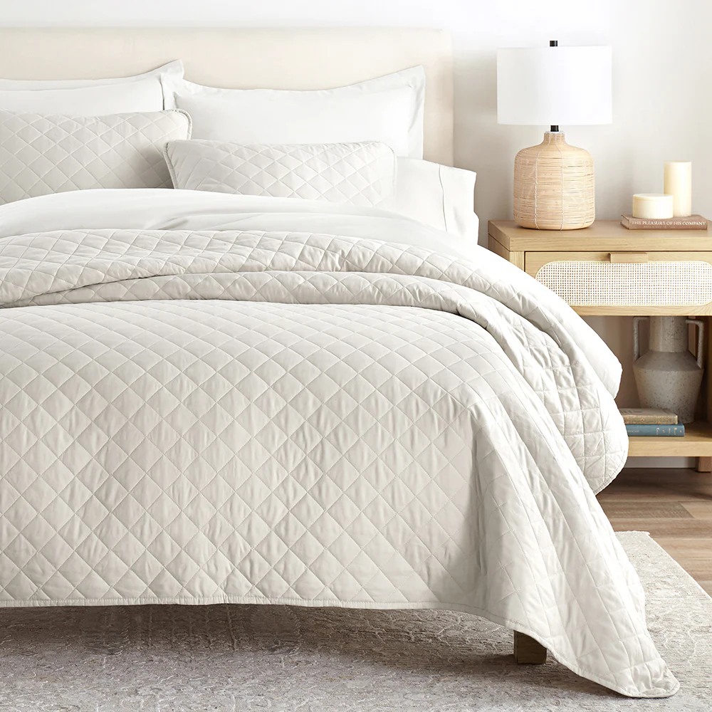 3-Piece Diamond Stitch Quilted Coverlet Set - Image 8