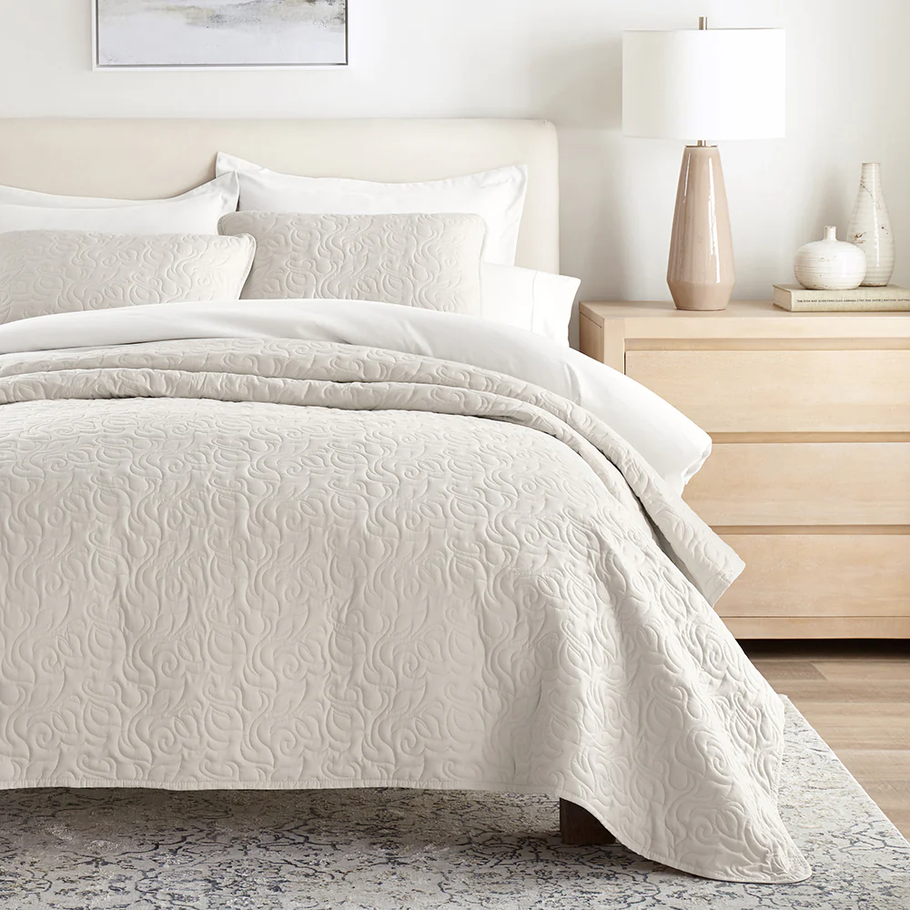 3-Piece Floral Stitch Quilted Coverlet Set - Image 11