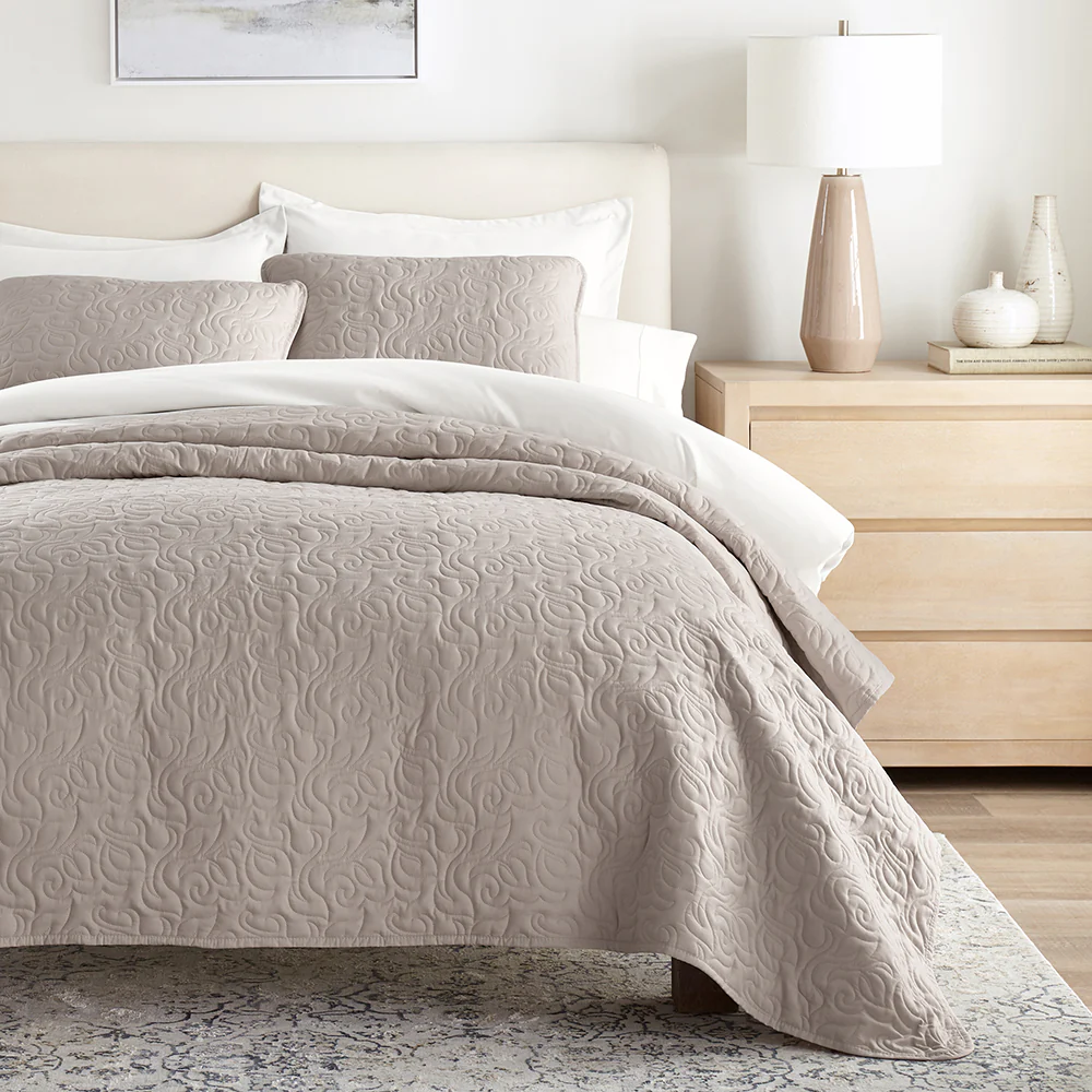 3-Piece Floral Stitch Quilted Coverlet Set - Image 12