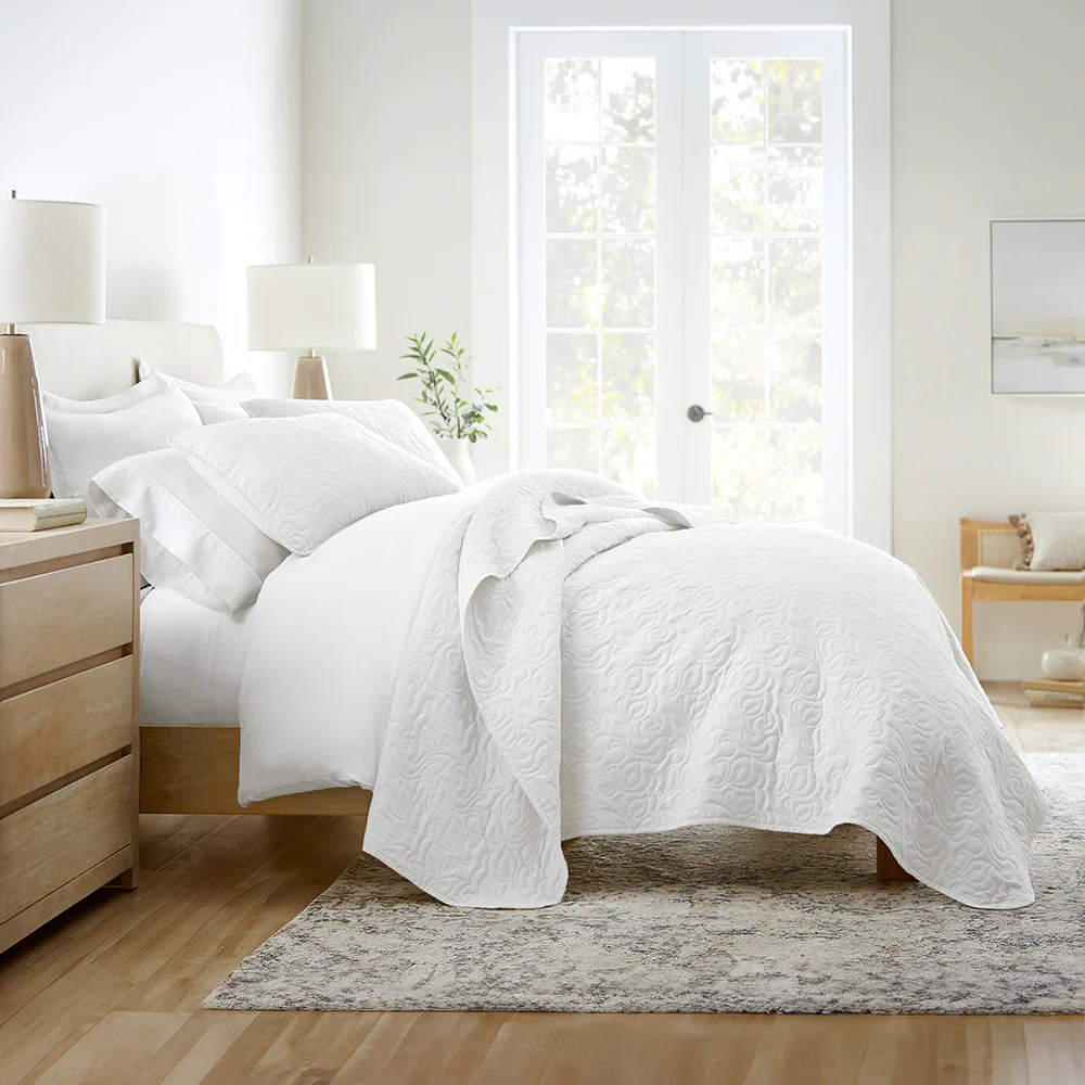 3-Piece Floral Stitch Quilted Coverlet Set - Image 16