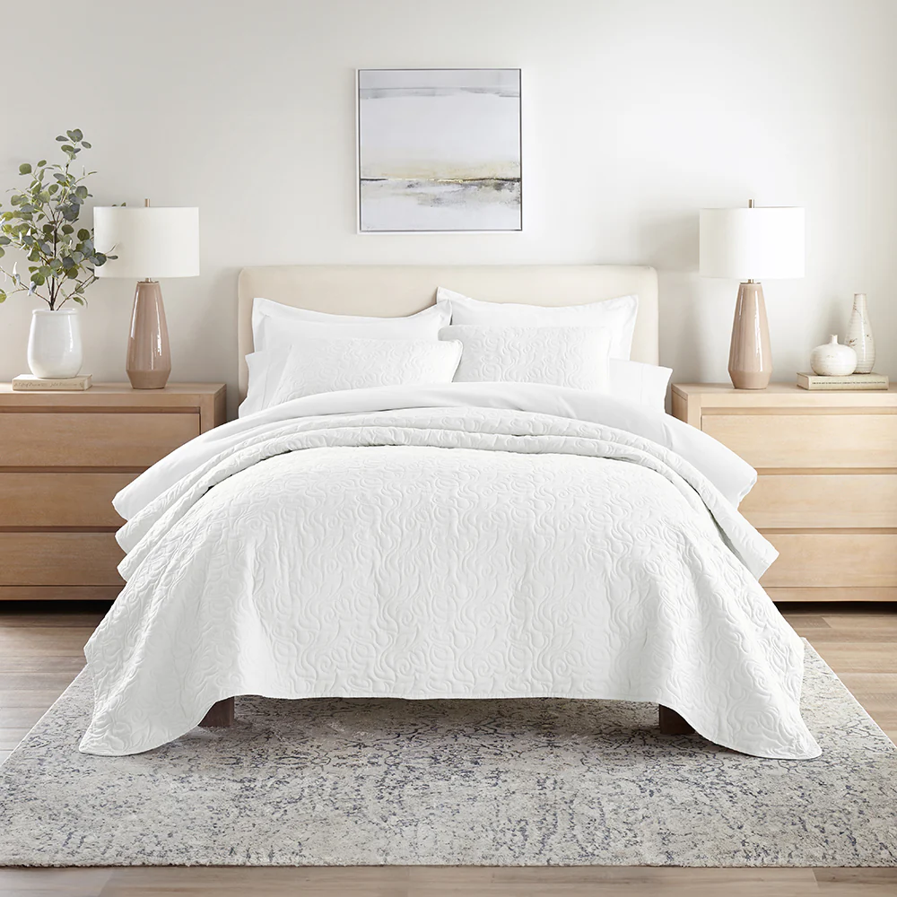 3-Piece Floral Stitch Quilted Coverlet Set - Image 22