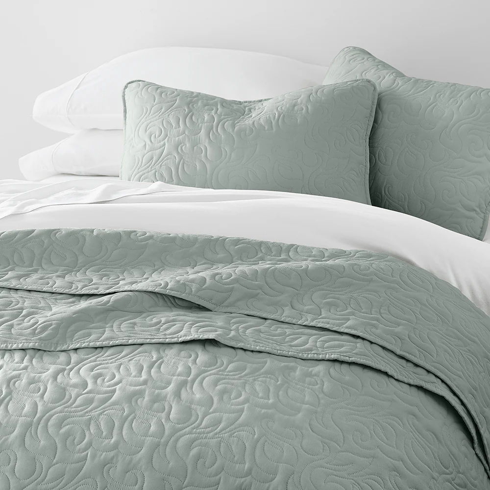 3-Piece Floral Stitch Quilted Coverlet Set - Image 25