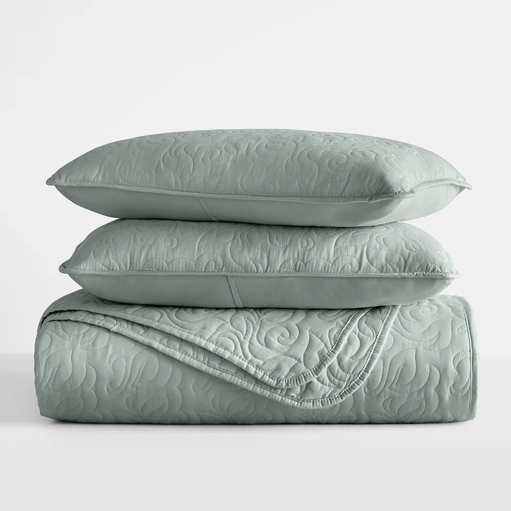 3-Piece Floral Stitch Quilted Coverlet Set - Image 31