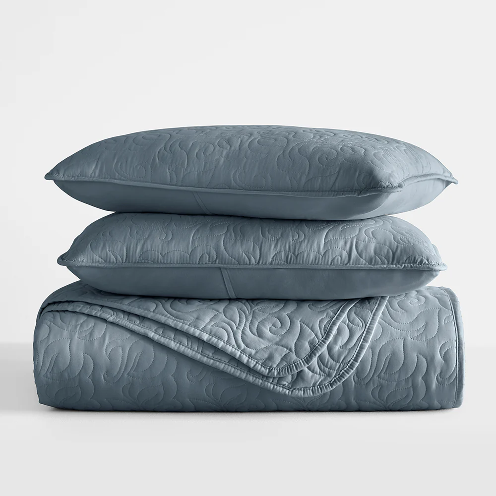 3-Piece Floral Stitch Quilted Coverlet Set - Image 32