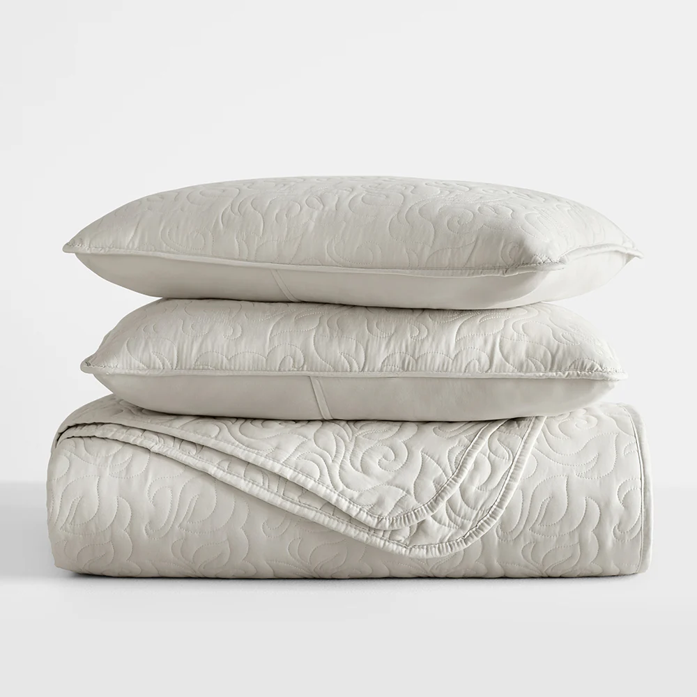 3-Piece Floral Stitch Quilted Coverlet Set - Image 35