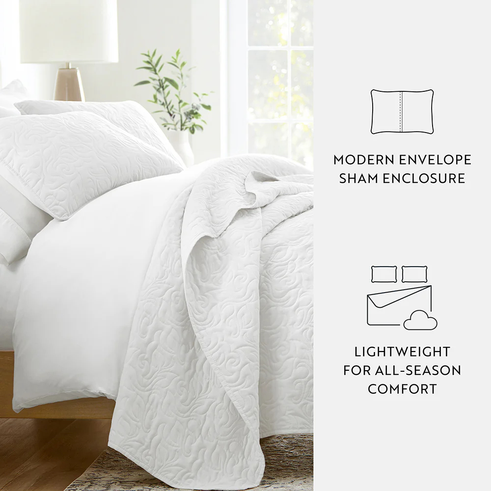 3-Piece Floral Stitch Quilted Coverlet Set - Image 46