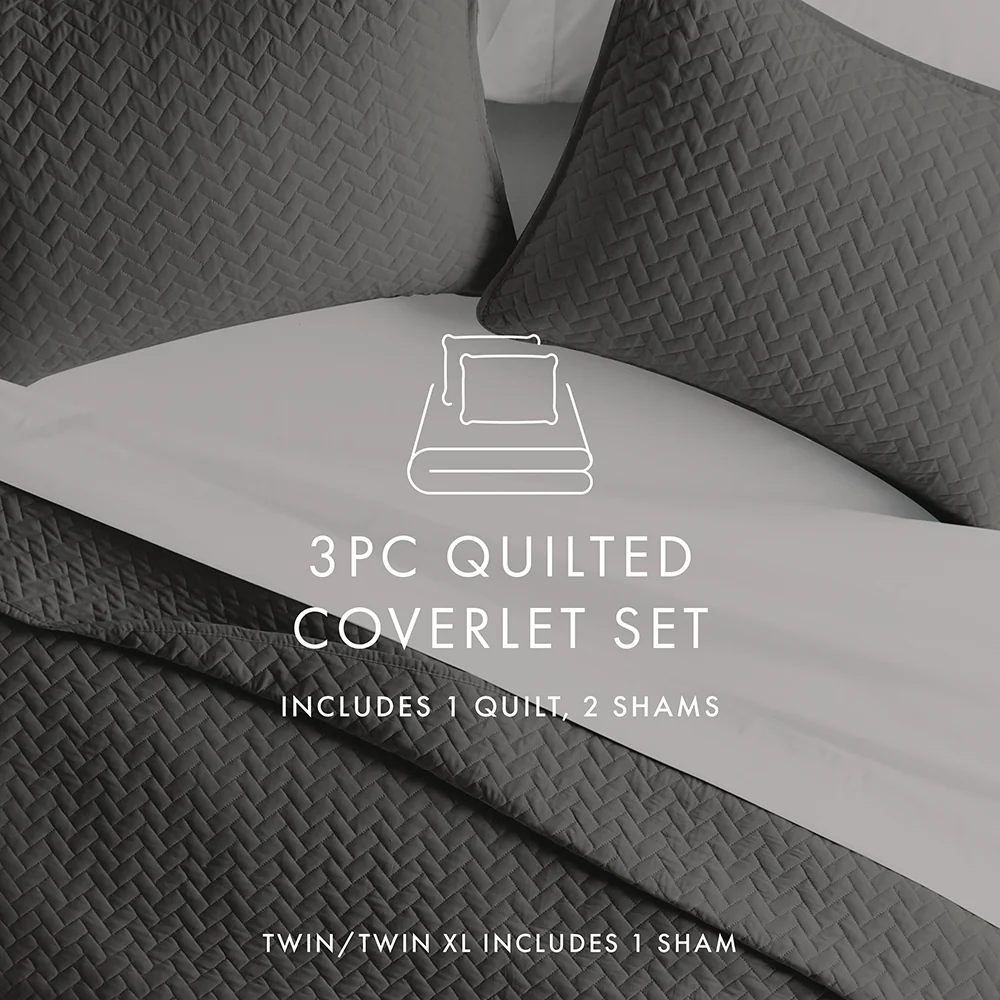3-Piece Herringbone Quilted Coverlet Set - Image 25