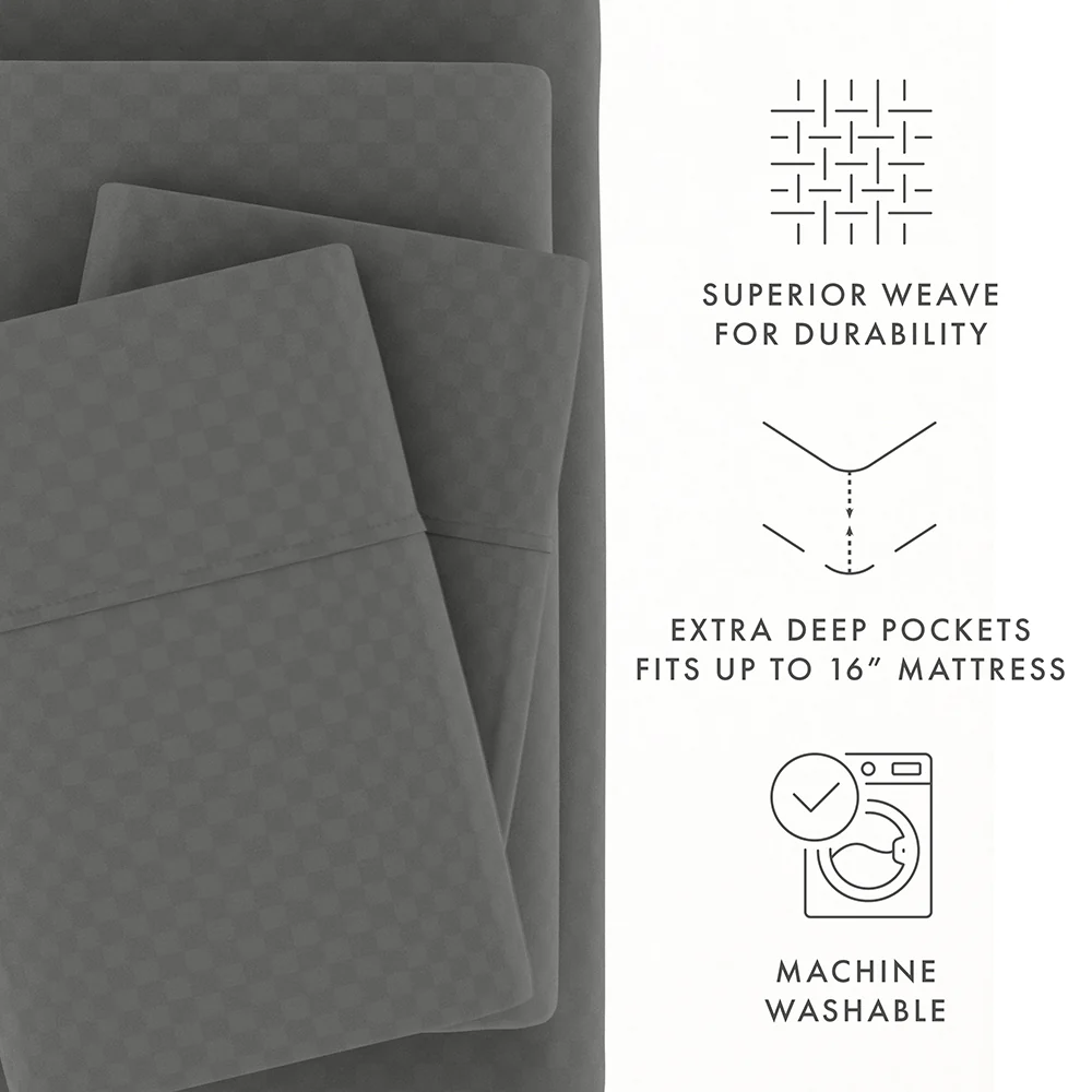 Checkered Embossed 4-Piece Sheet Set - Image 36