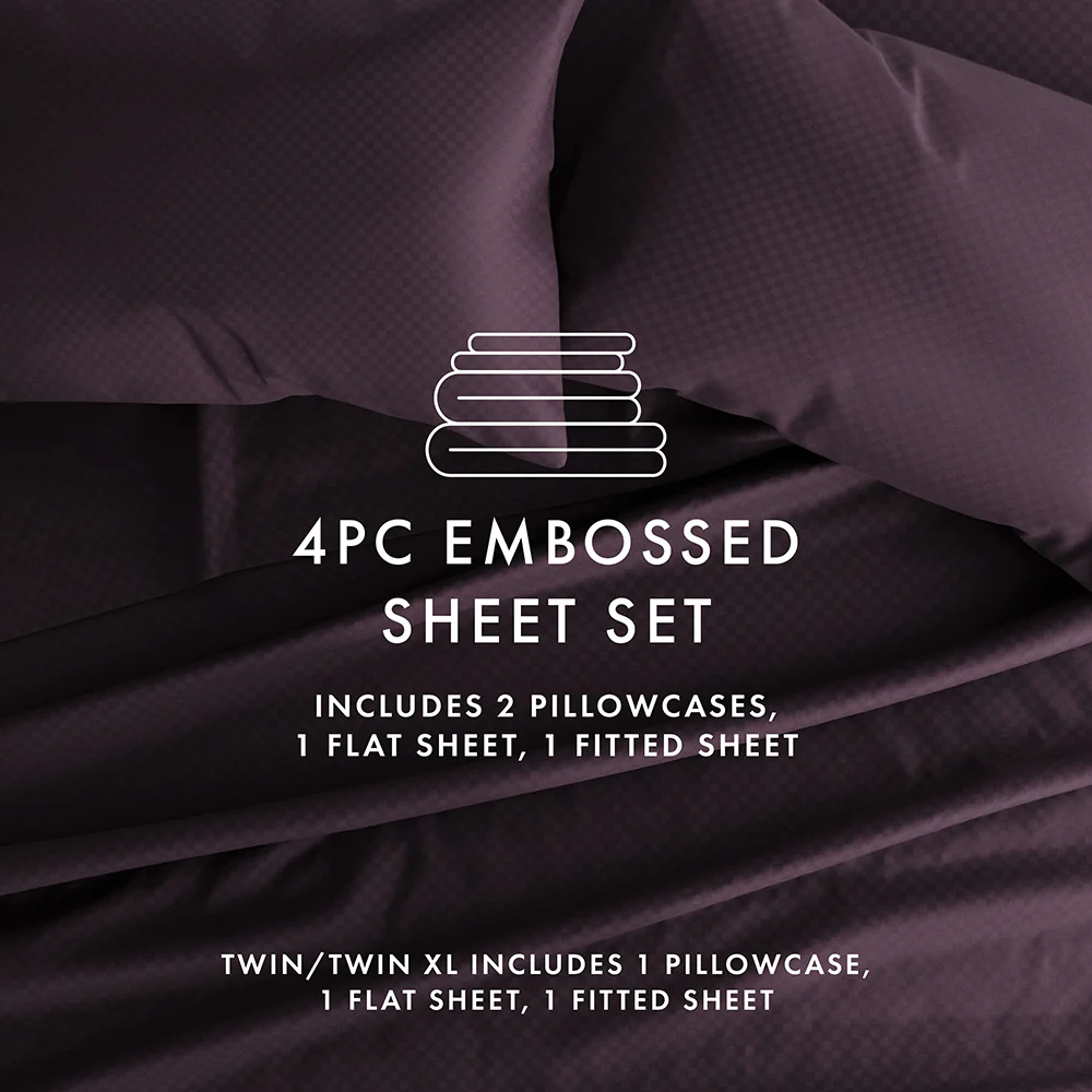 Checkered Embossed 4-Piece Sheet Set - Image 37