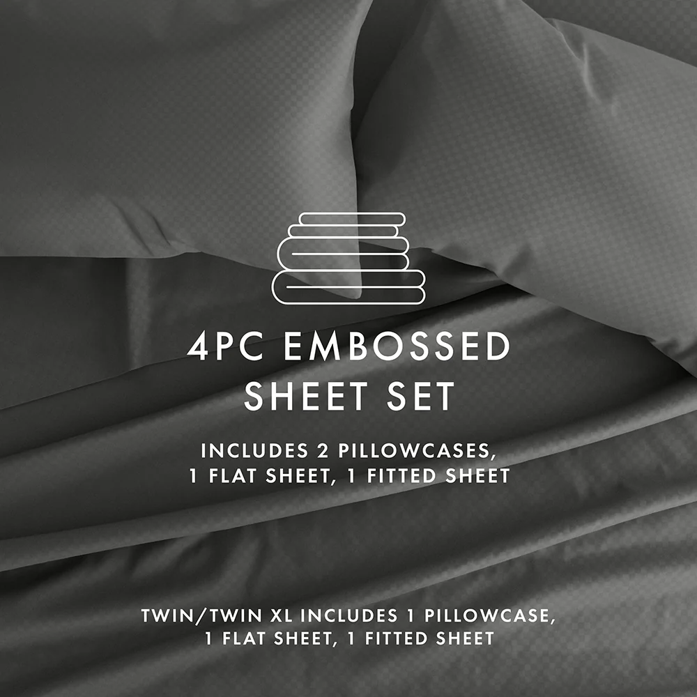 Checkered Embossed 4-Piece Sheet Set - Image 42
