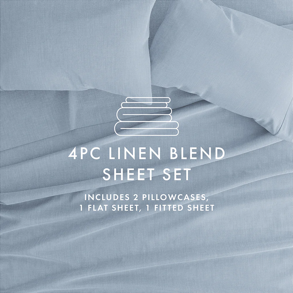 4-Piece Linen Bamboo Blend Sheet Set - Image 30