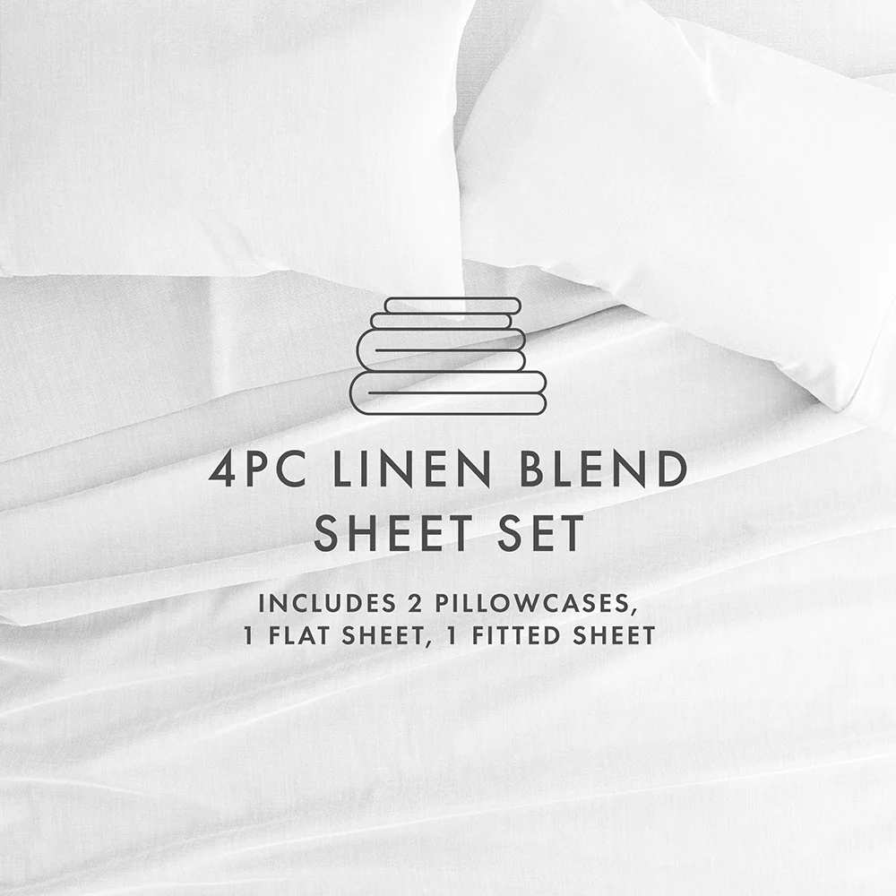 4-Piece Linen Bamboo Blend Sheet Set - Image 32