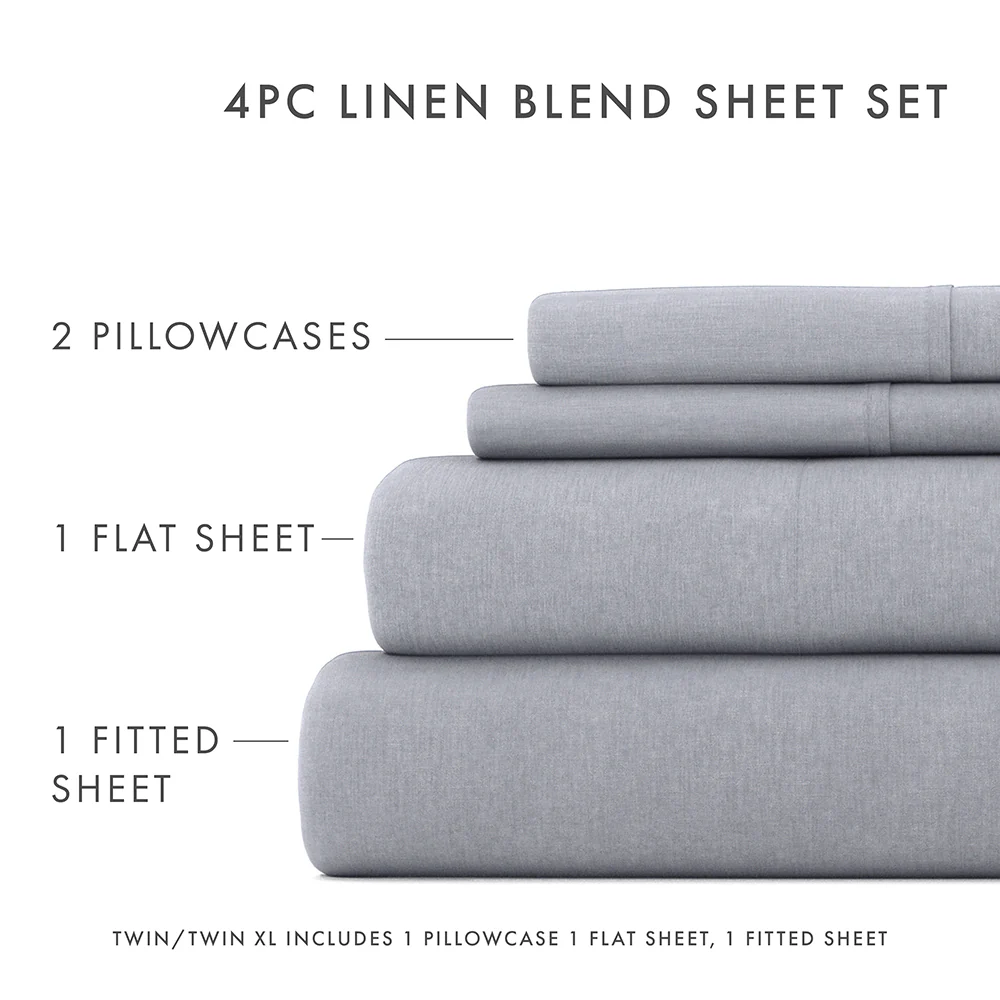 4-Piece Linen Bamboo Blend Sheet Set - Image 33