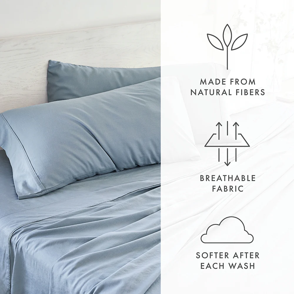 4-Piece Linen Bamboo Blend Sheet Set - Image 40