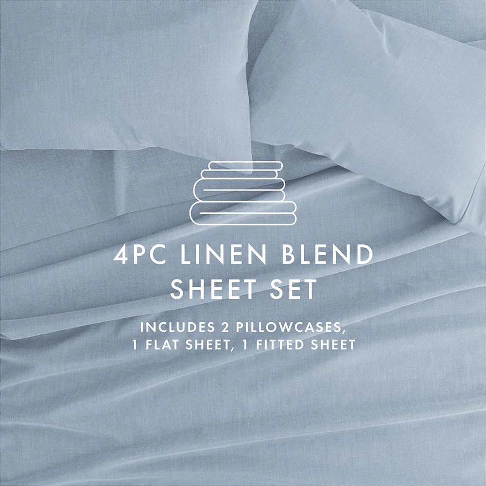 4-Piece Linen Bamboo Blend Sheet Set (Sale) - Image 30