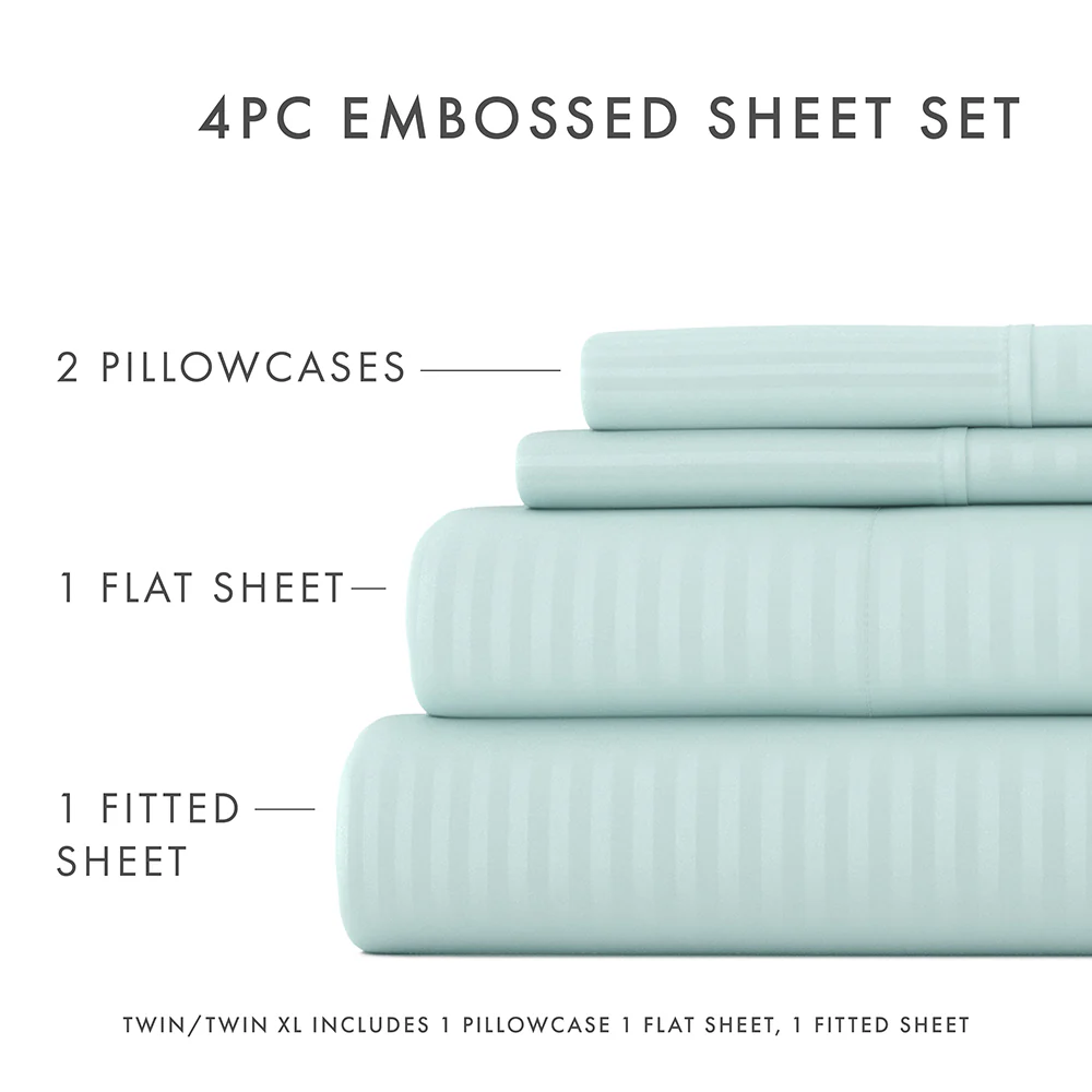 Striped Embossed 4-Piece Sheet Set - Image 25