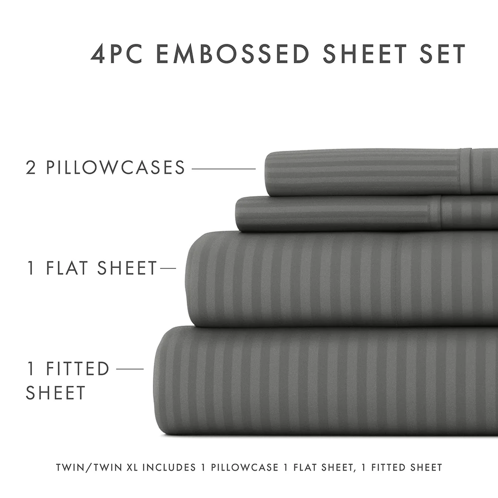 Striped Embossed 4-Piece Sheet Set - Image 28