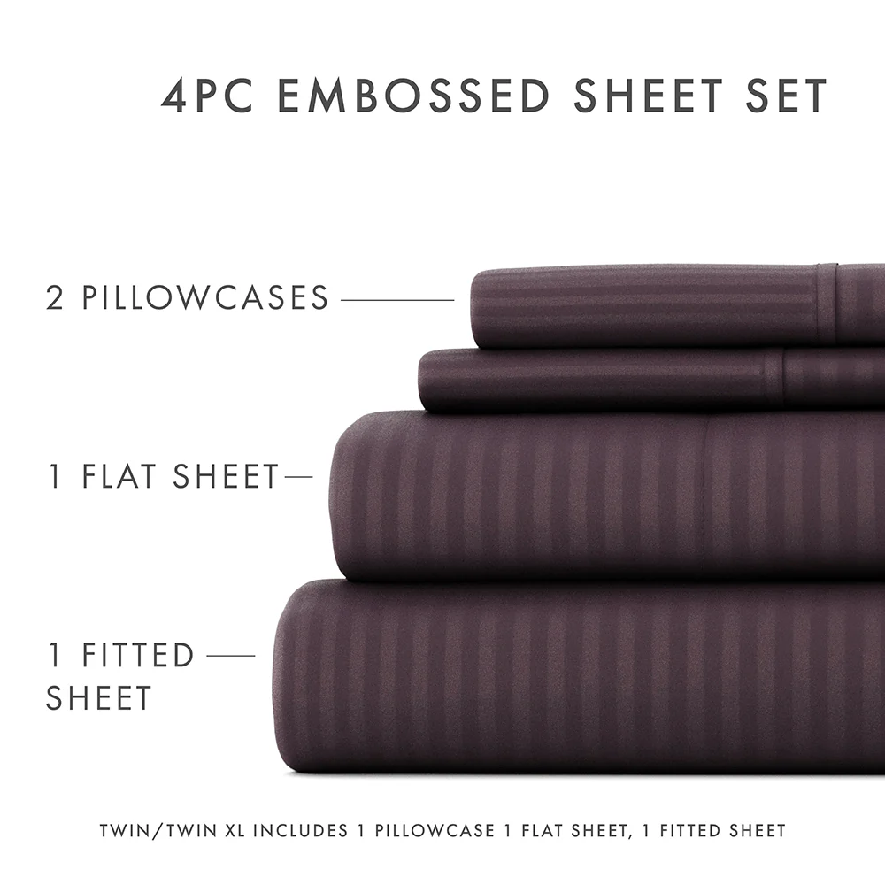 Striped Embossed 4-Piece Sheet Set - Image 30