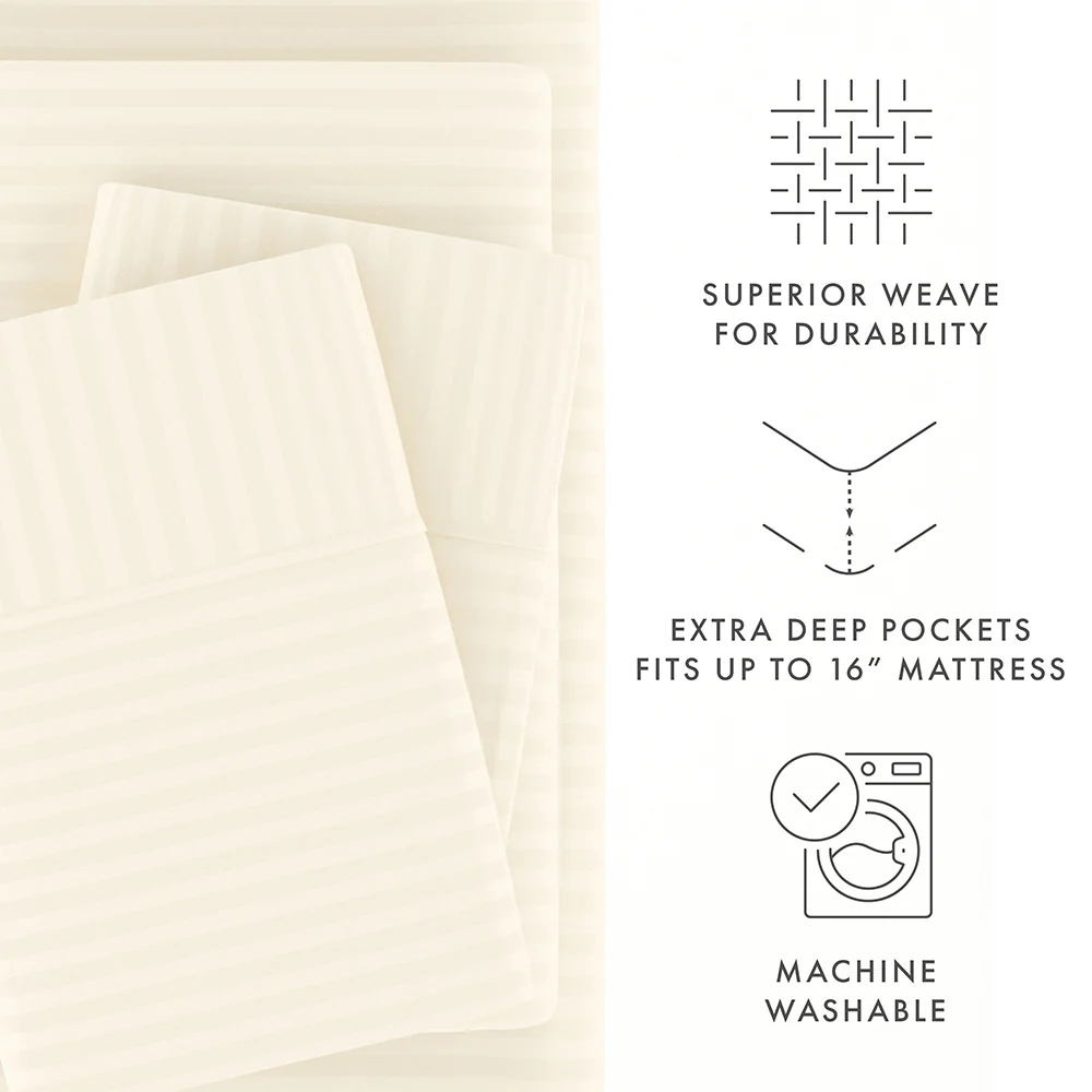Striped Embossed 4-Piece Sheet Set - Image 32