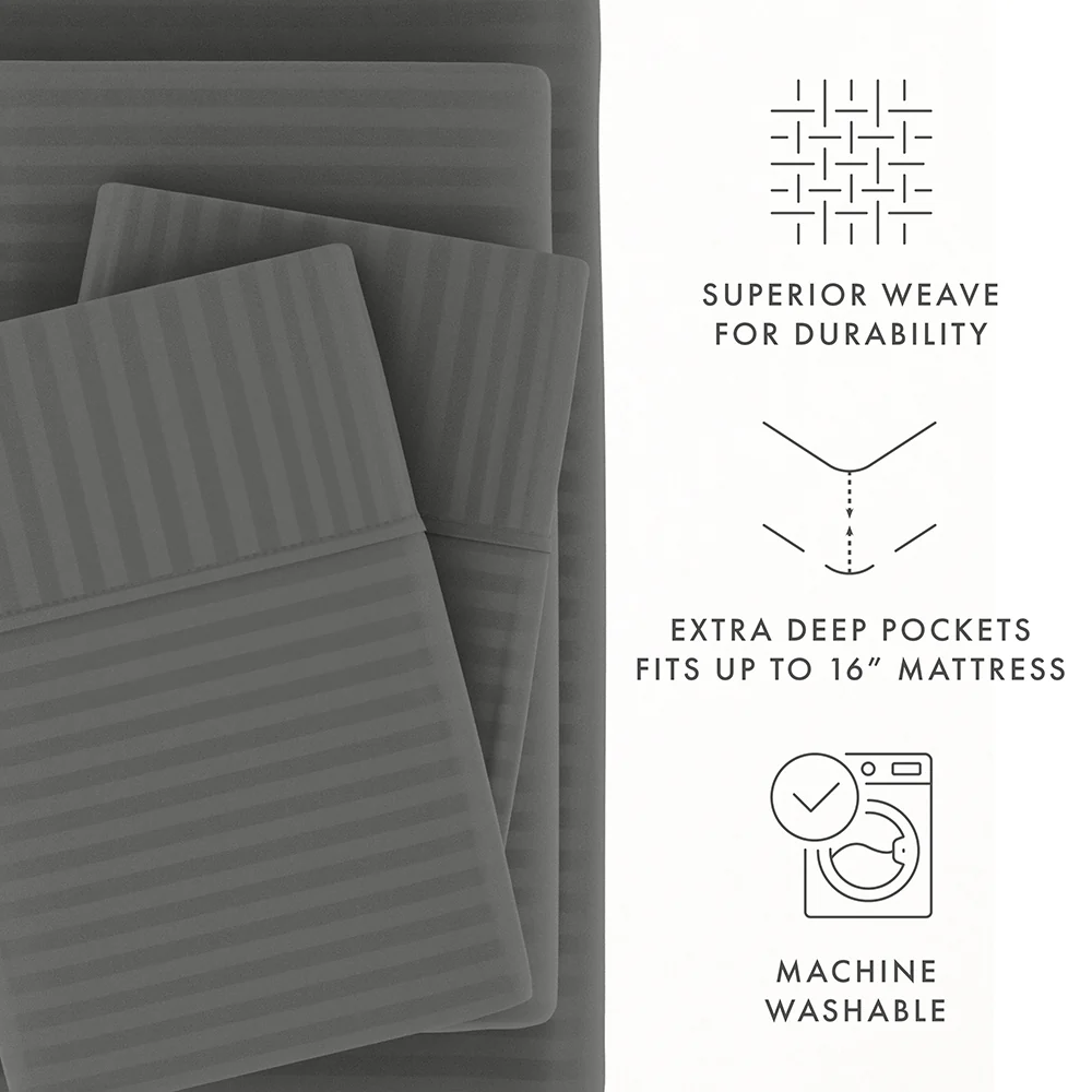 Striped Embossed 4-Piece Sheet Set - Image 34