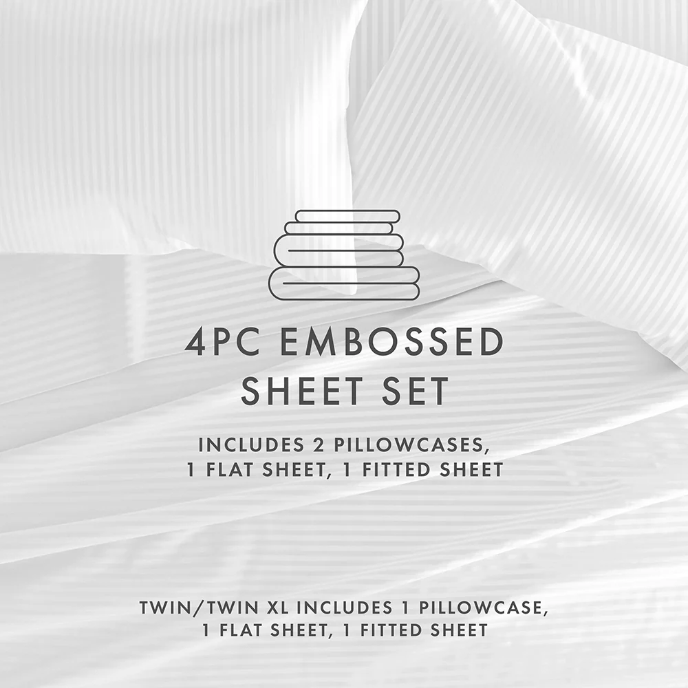 Striped Embossed 4-Piece Sheet Set - Image 39