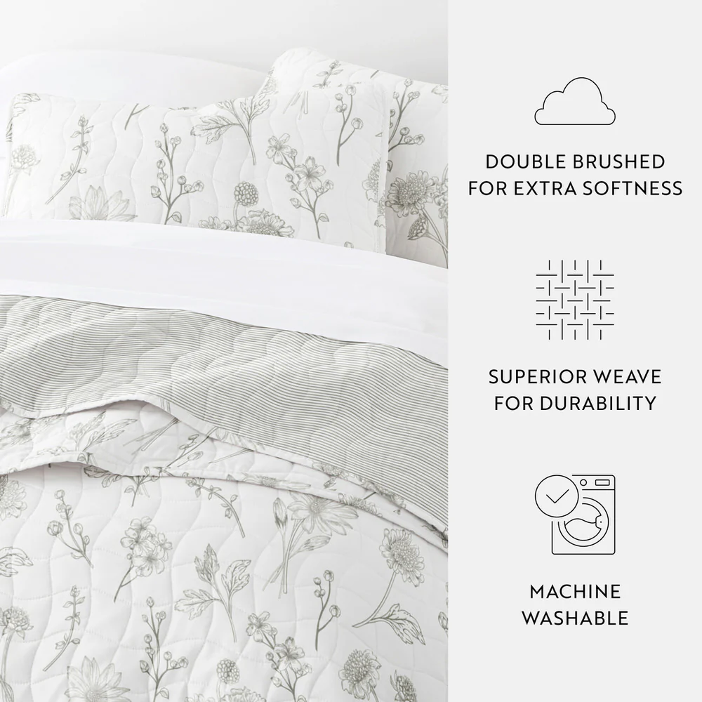 Blooming Daisy Reversible Quilted Coverlet Set - Image 10