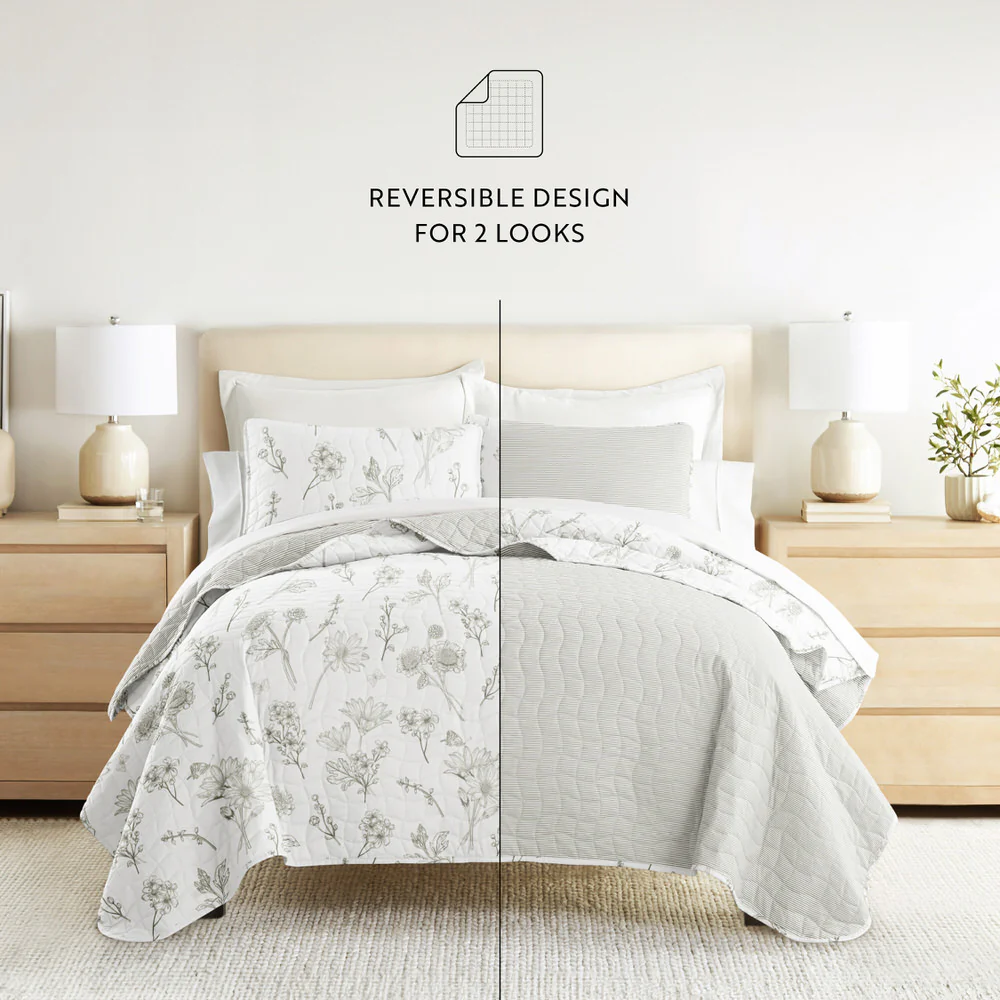 Blooming Daisy Reversible Quilted Coverlet Set - Image 8