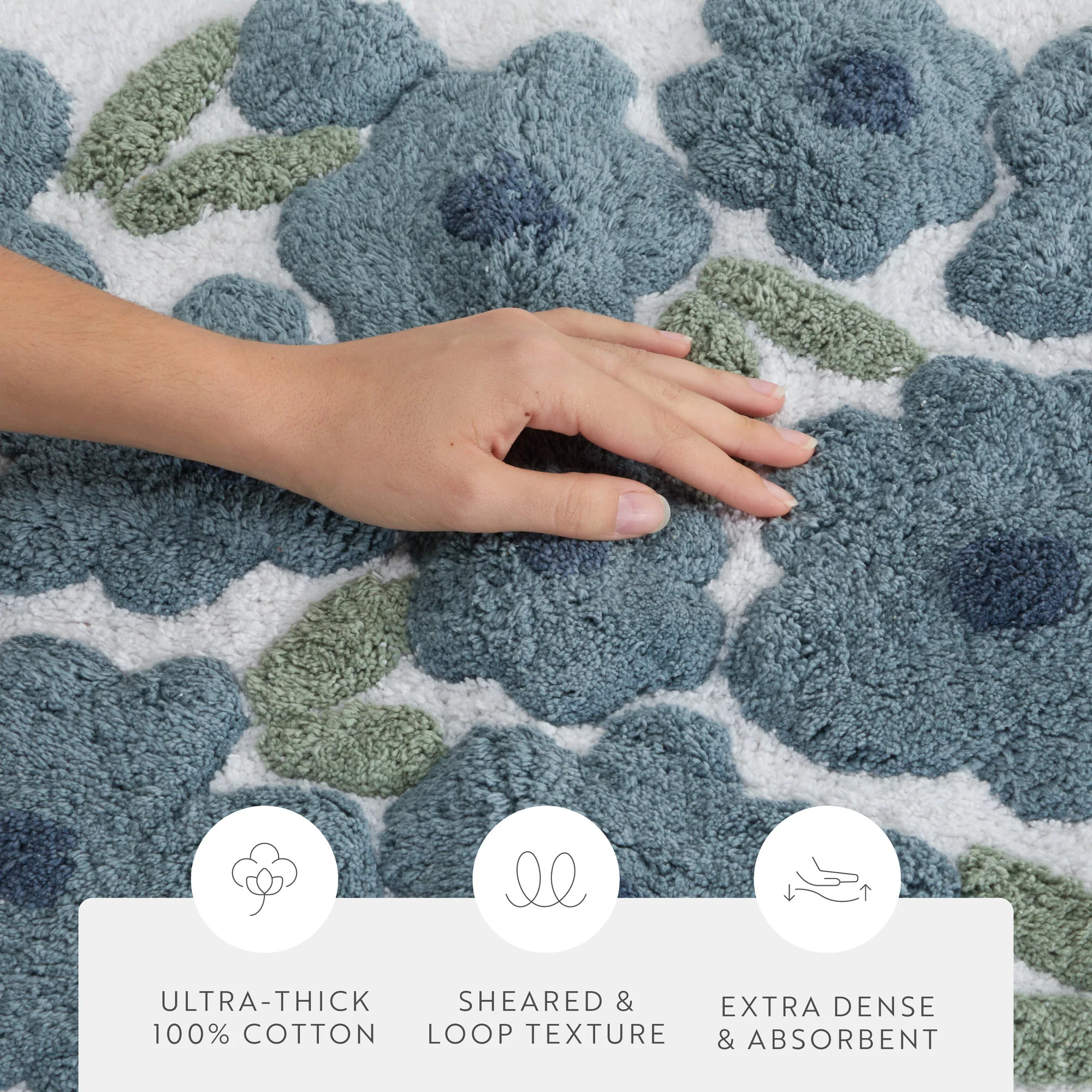 100% Cotton Blossoms Patterned Bath Mat - Image 20