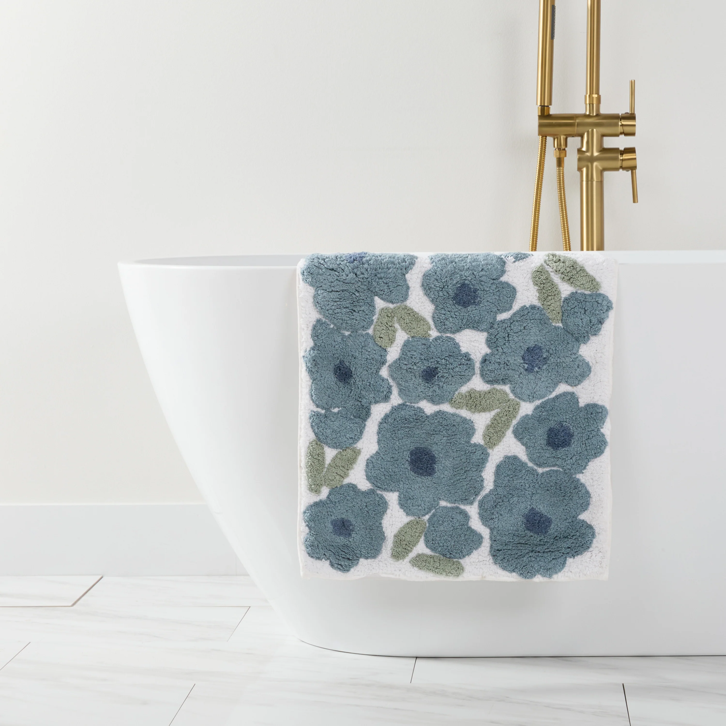 100% Cotton Blossoms Patterned Bath Mat - Image 4