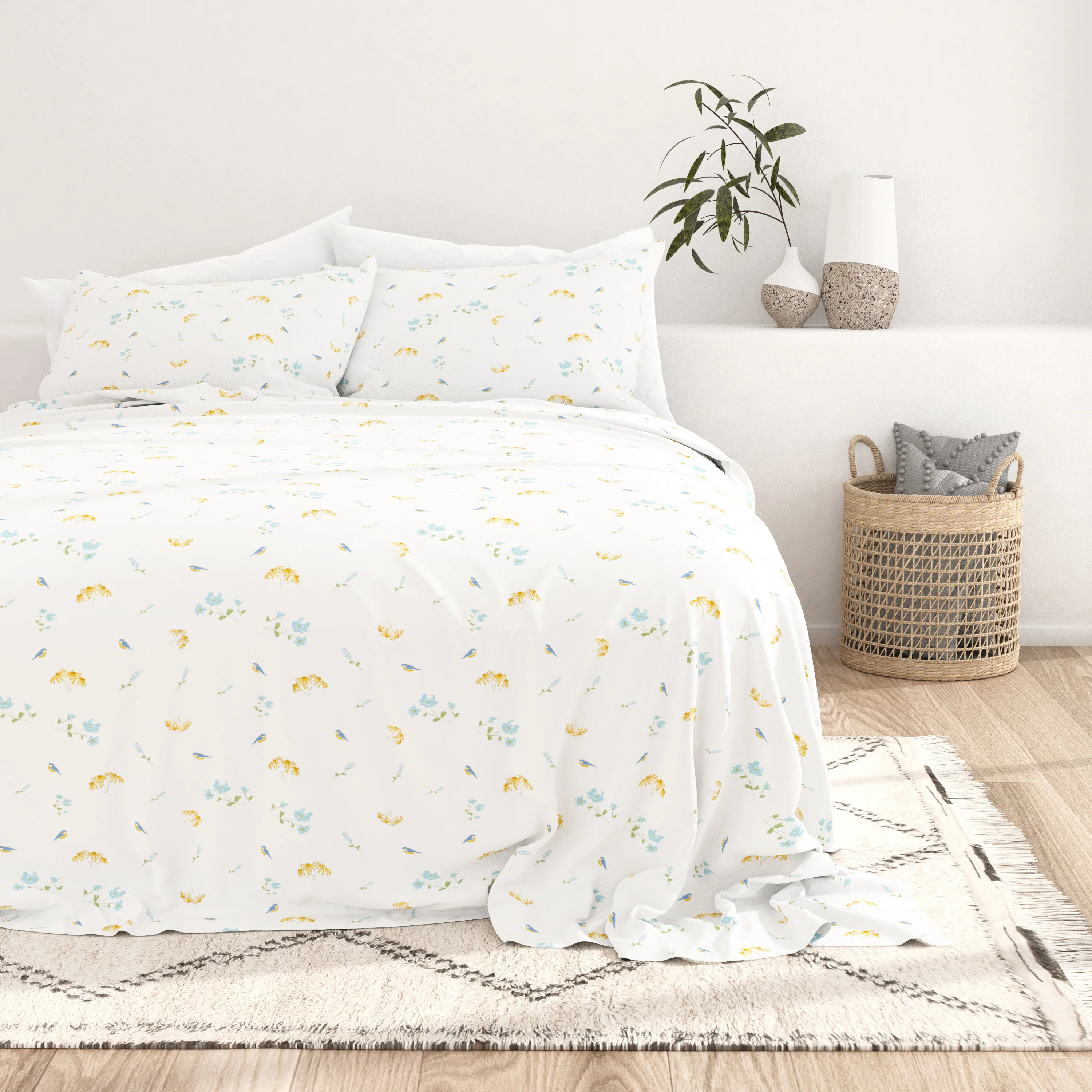 Bluebirds Pattern 4-Piece Sheet Set - Image 3