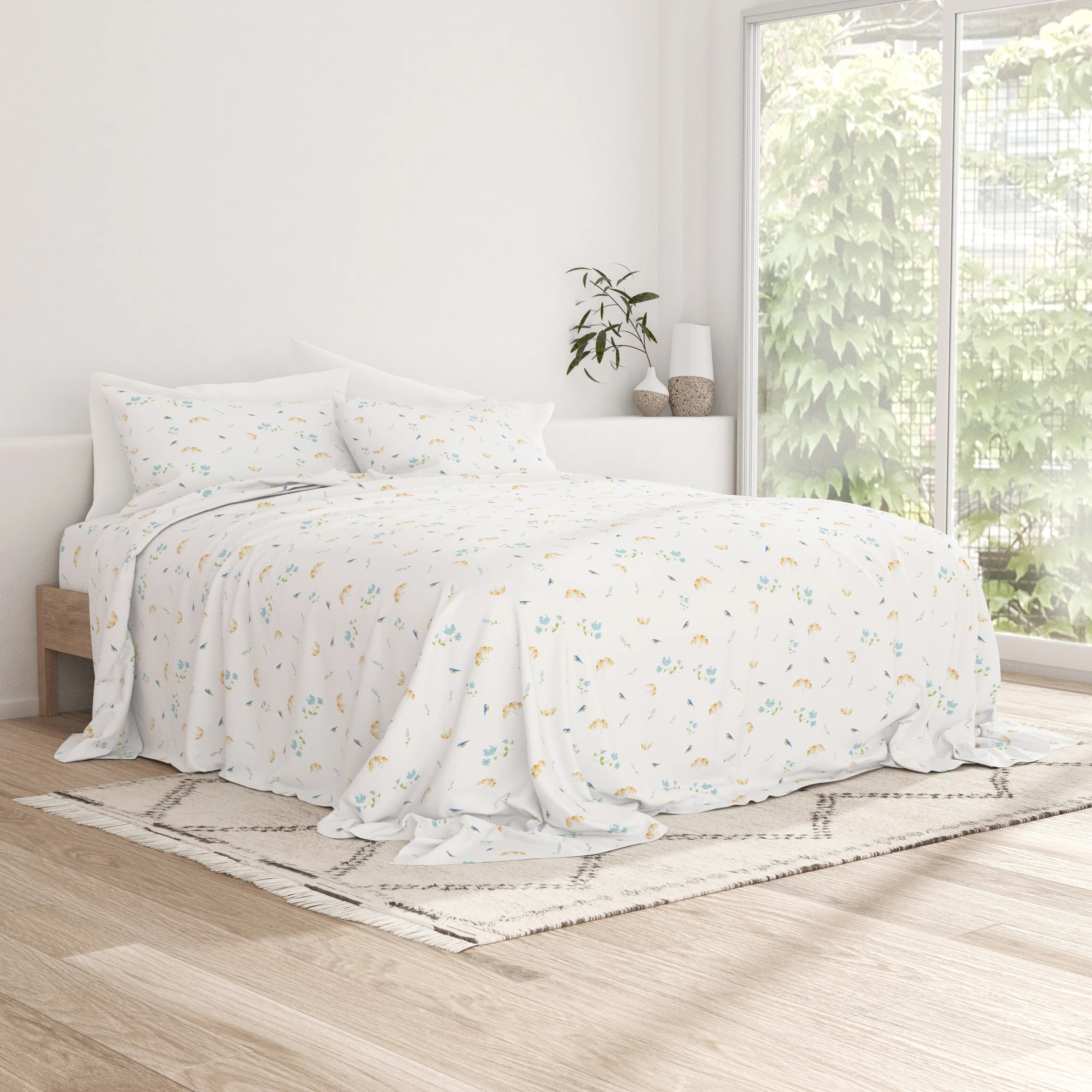 Bluebirds Pattern 4-Piece Sheet Set - Image 4