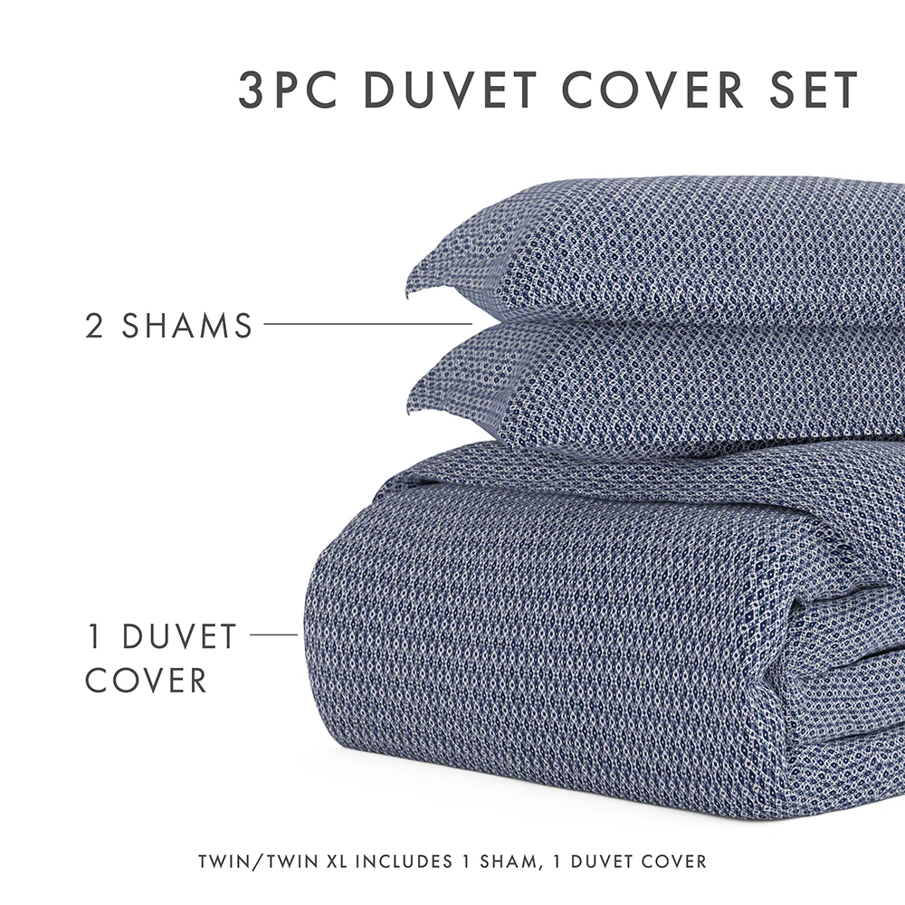 Blue Diamond Pattern 3-Piece Duvet Cover Set - Image 11