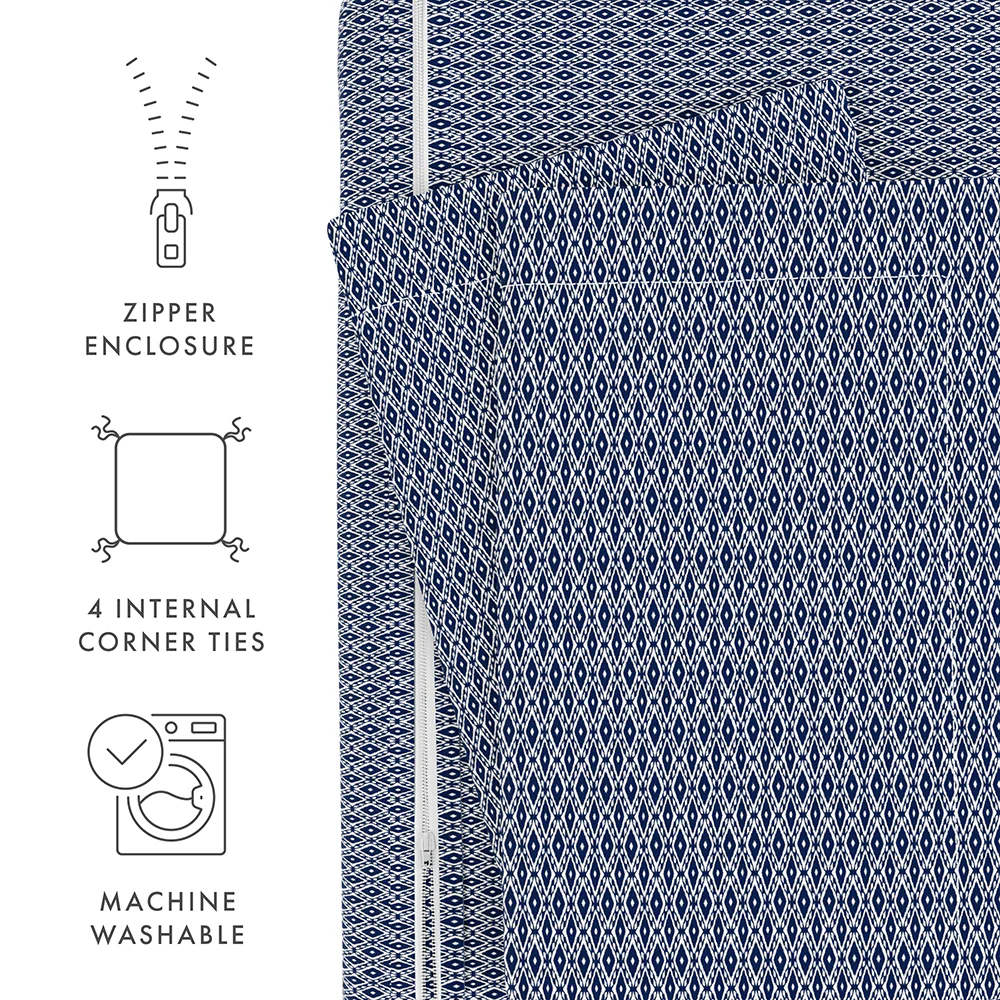 Blue Diamond Pattern 3-Piece Duvet Cover Set - Image 9