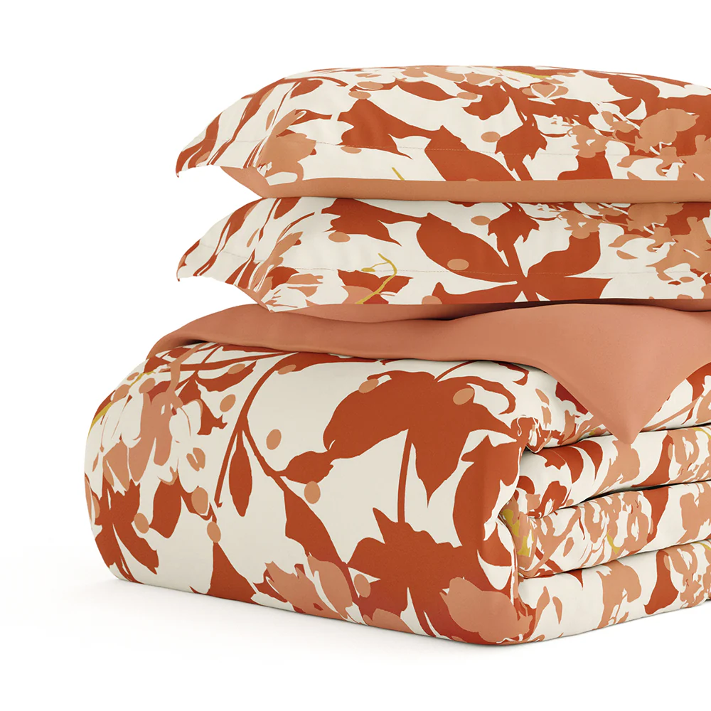 Boho Flower Pattern 3-Piece Reversible Duvet Cover Set - Image 21