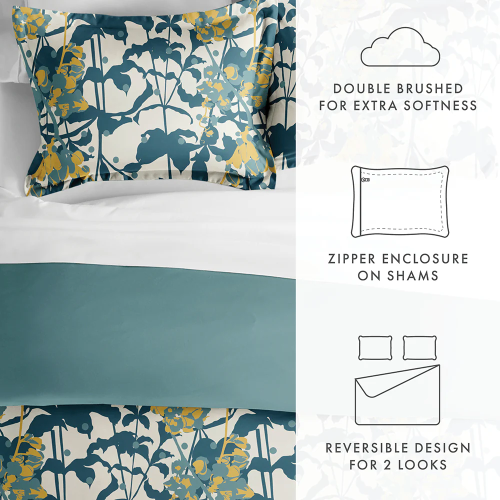 Boho Flower Pattern 3-Piece Reversible Duvet Cover Set - Image 28