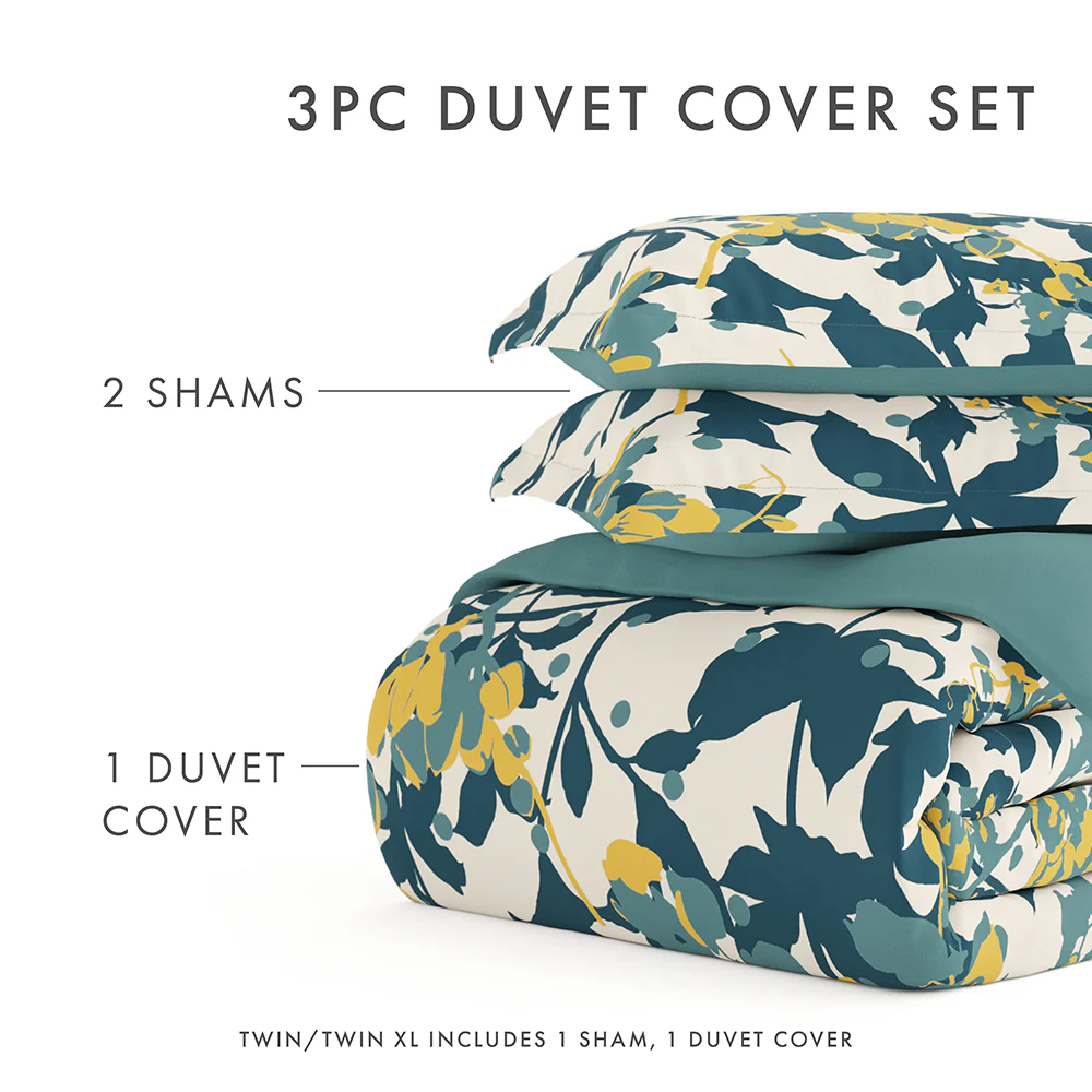 Boho Flower Pattern 3-Piece Reversible Duvet Cover Set - Image 37