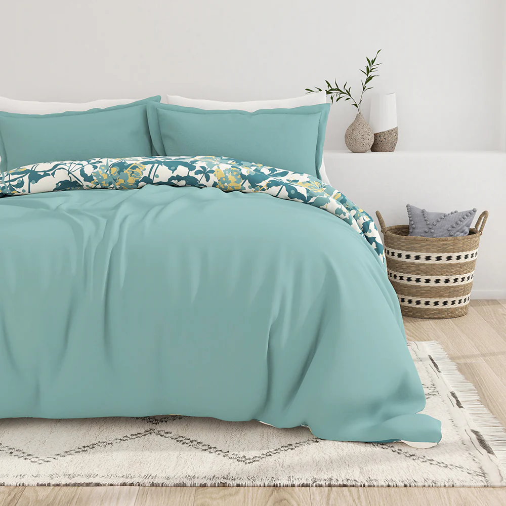 Boho Flower Pattern 3-Piece Reversible Duvet Cover Set - Image 4
