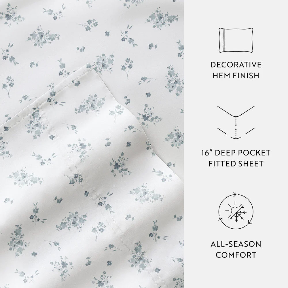 Bouquet Bliss 4-Piece Long Staple Cotton Sheet Set - Image 11
