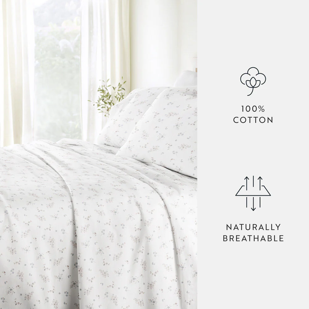 Bouquet Bliss 4-Piece Long Staple Cotton Sheet Set - Image 16