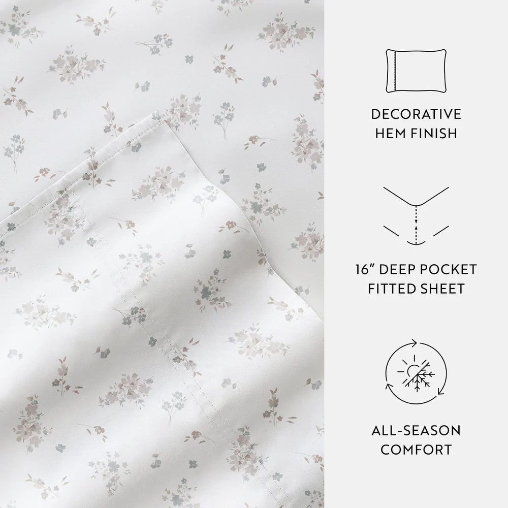 Bouquet Bliss 4-Piece Long Staple Cotton Sheet Set - Image 18